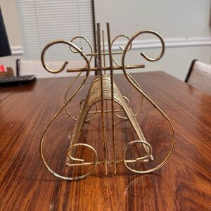 Vintage Brass Tone Metal 45rpm Record Holder MCM Vinyl 45 Table Top